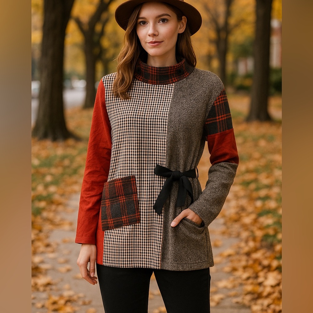 086 Stylish Patchwork Jacket Tunic - image 1